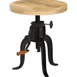 vidaXL Bijzettafel 45x(45-62) cm massief mangohout en gietijzer