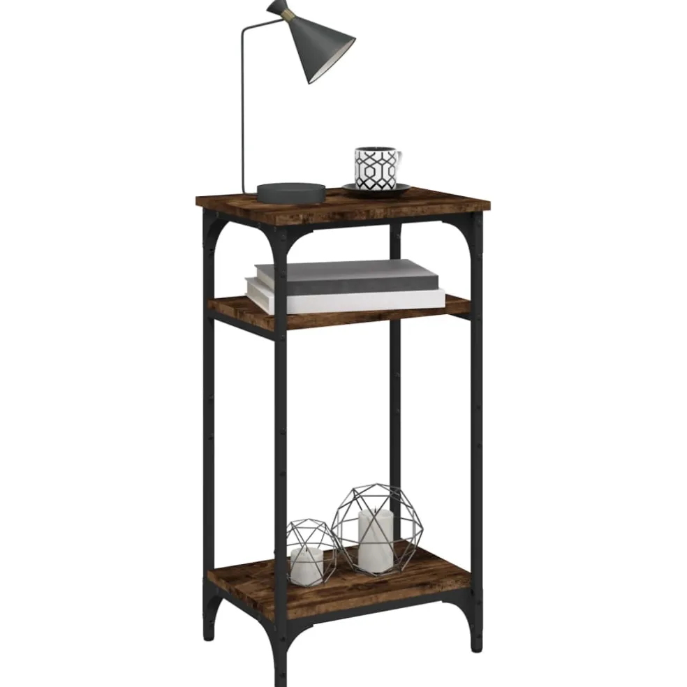 vidaXL Bijzettafel 40x30x75 cm bewerkt hout gerookt eikenkleurig