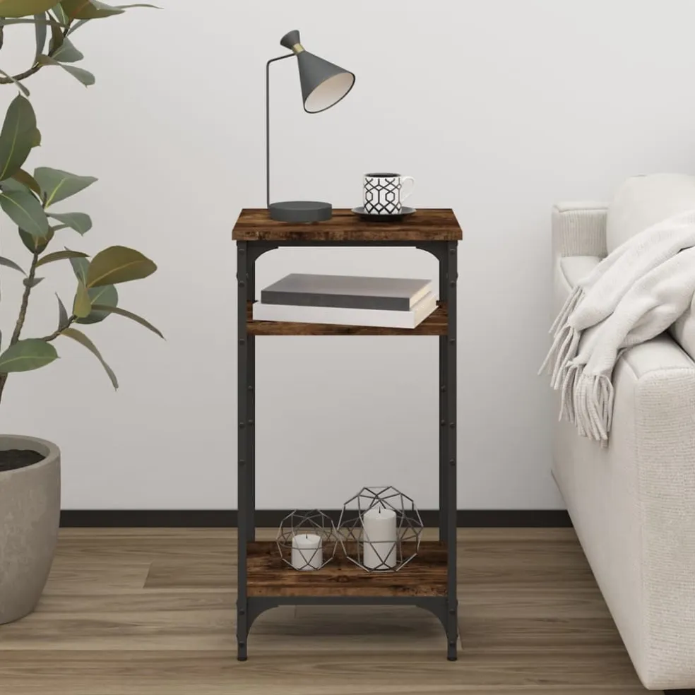 vidaXL Bijzettafel 40x30x75 cm bewerkt hout gerookt eikenkleurig