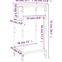 vidaXL Bijzettafel 40x30x75 cm bewerkt hout gerookt eikenkleurig