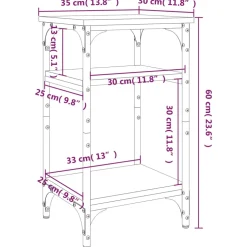 vidaXL Bijzettafel 35x30x60 cm bewerkt hout bruin eikenkleur