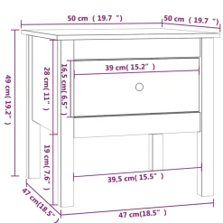 vidaXL Bijzettafel 50x50x49 cm massief grenenhout grijs
