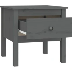 vidaXL Bijzettafel 50x50x49 cm massief grenenhout grijs