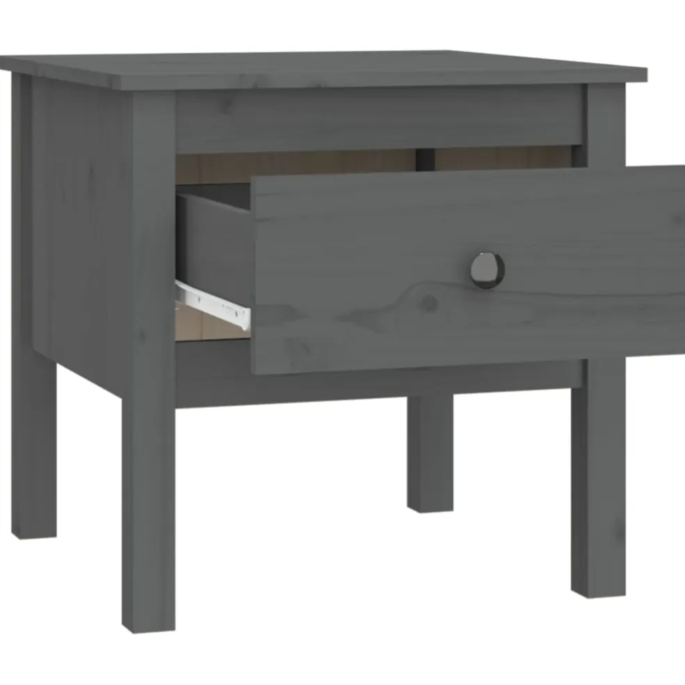 vidaXL Bijzettafel 50x50x49 cm massief grenenhout grijs