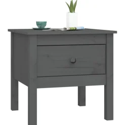 vidaXL Bijzettafel 50x50x49 cm massief grenenhout grijs