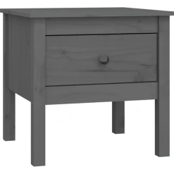vidaXL Bijzettafel 50x50x49 cm massief grenenhout grijs