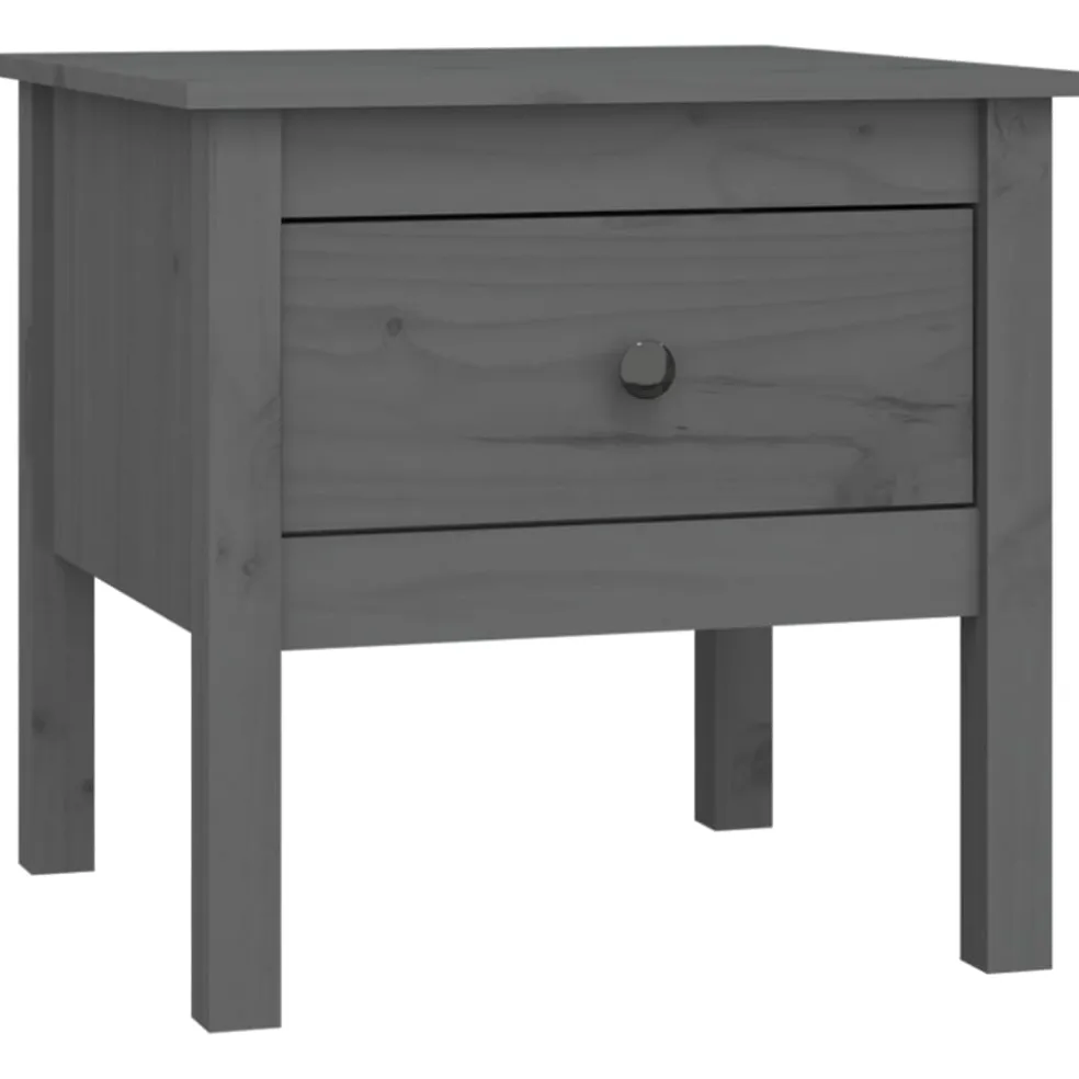 vidaXL Bijzettafel 50x50x49 cm massief grenenhout grijs