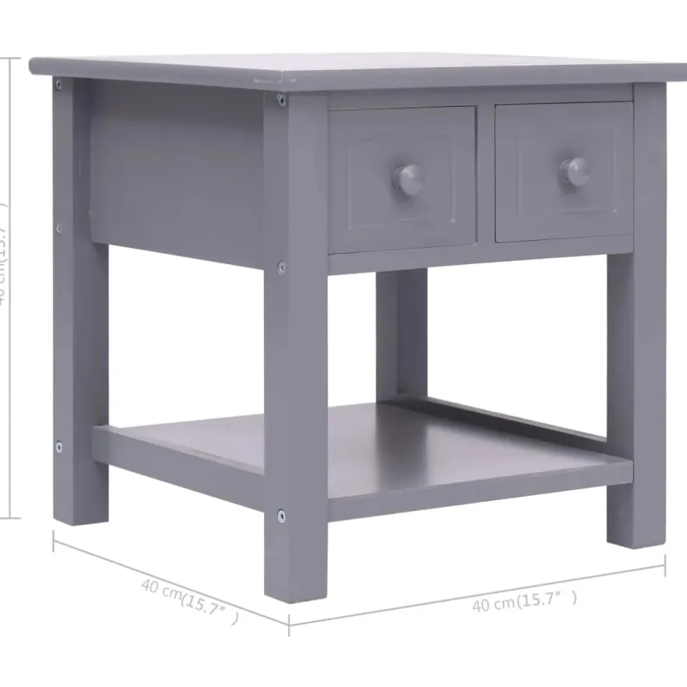 vidaXL Bijzettafel 40x40x40 cm paulowniahout grijs