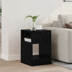 vidaXL Bijzettafel Zwart Eiken 30,5 x 30 x 45 cm Bewerkt hout