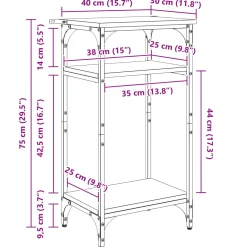 vidaXL Bijzettafel Zwart Eiken 40 x 30 x 75 cm Bewerkt hout