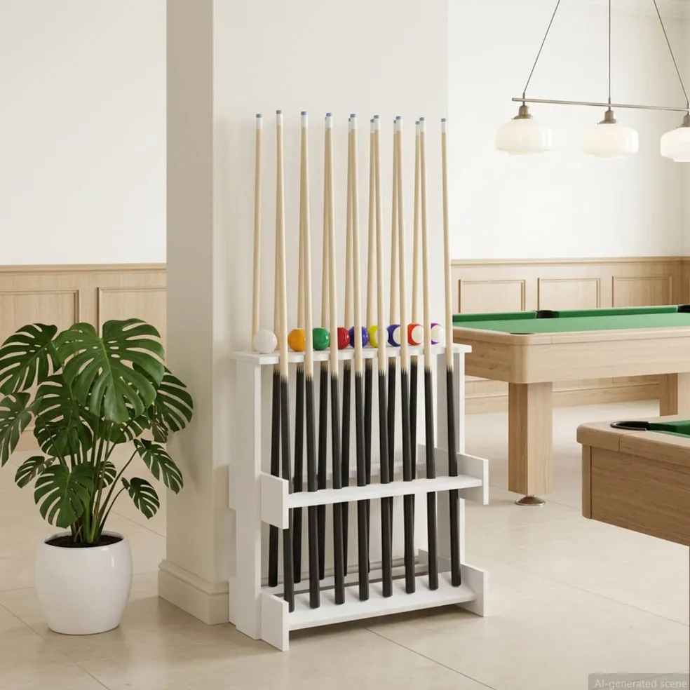 vidaXL Biljartkeu standaard Bewerkt hout 93 x 12 x 103 cm