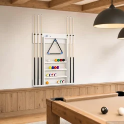 vidaXL Biljartkeu standaard Bewerkt hout 93 x 12 x 103 cm Glanzend Wit
