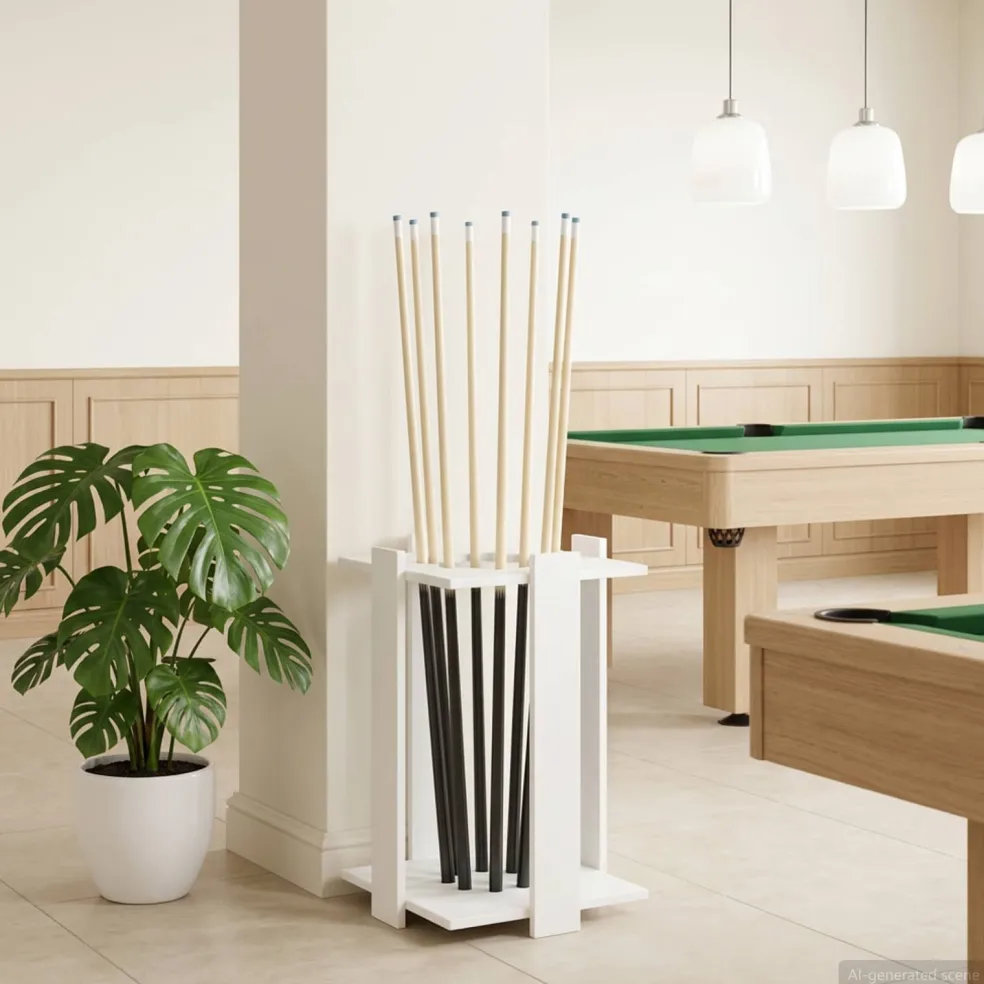 vidaXL Biljartkeu standaard Bewerkt hout 93 x 12 x 103 cm Wit