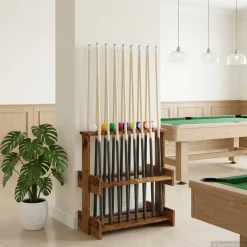 vidaXL Biljartkeu standaard Bewerkt hout 60 x 35 x 60 cm Eikenhout