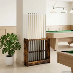 vidaXL Biljartkeu standaard Bewerkt hout 60 x 20 x 57 cm Gerookt eiken