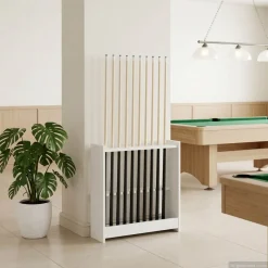 vidaXL Biljartkeu standaard Bewerkt hout 60 x 20 x 57 cm Wit