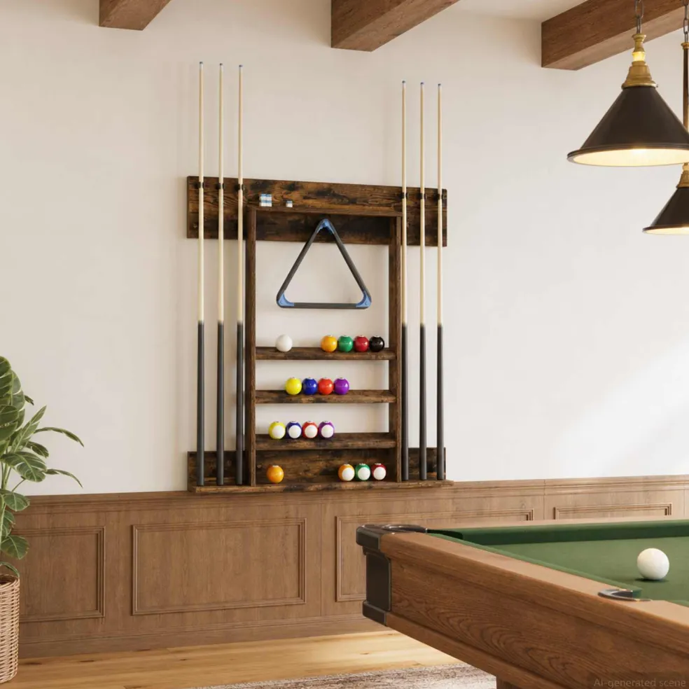vidaXL Biljartkeu standaard Bewerkt hout 93 x 12 x 103 cm