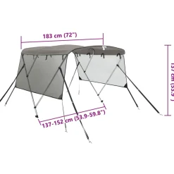vidaXL Biminitop 3 bogen met mesh zijwanden 183x(137-152)x137 cm