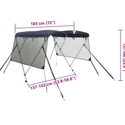 vidaXL Biminitop 3 bogen met mesh zijwanden 183x(137-152)x137 cm