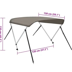 vidaXL Biminitop 2 bogen 150x120x110 cm grijs