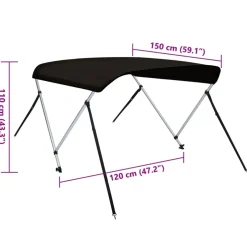 vidaXL Biminitop 2 bogen 150x120x110 cm zwart