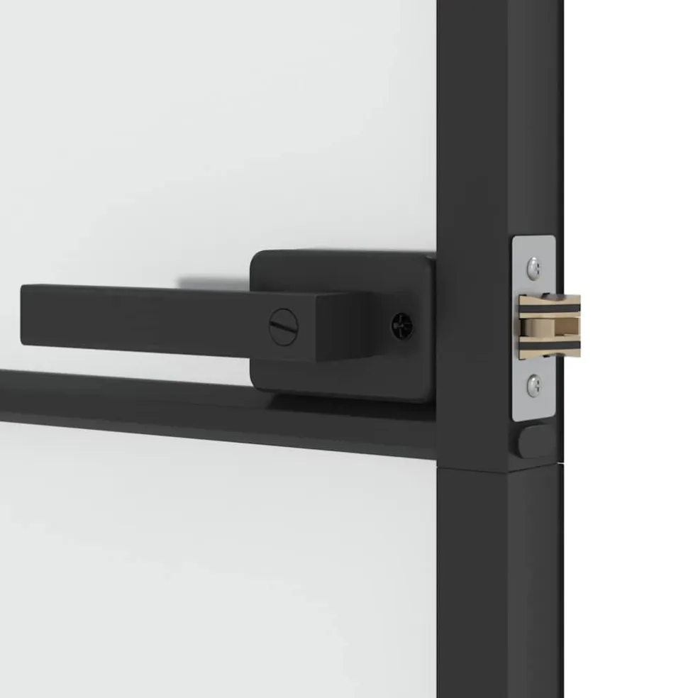 vidaXL Binnendeur smal 76x201,5 cm gehard glas en aluminium zwart