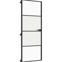 vidaXL Binnendeur smal 76x201,5 cm gehard glas en aluminium zwart
