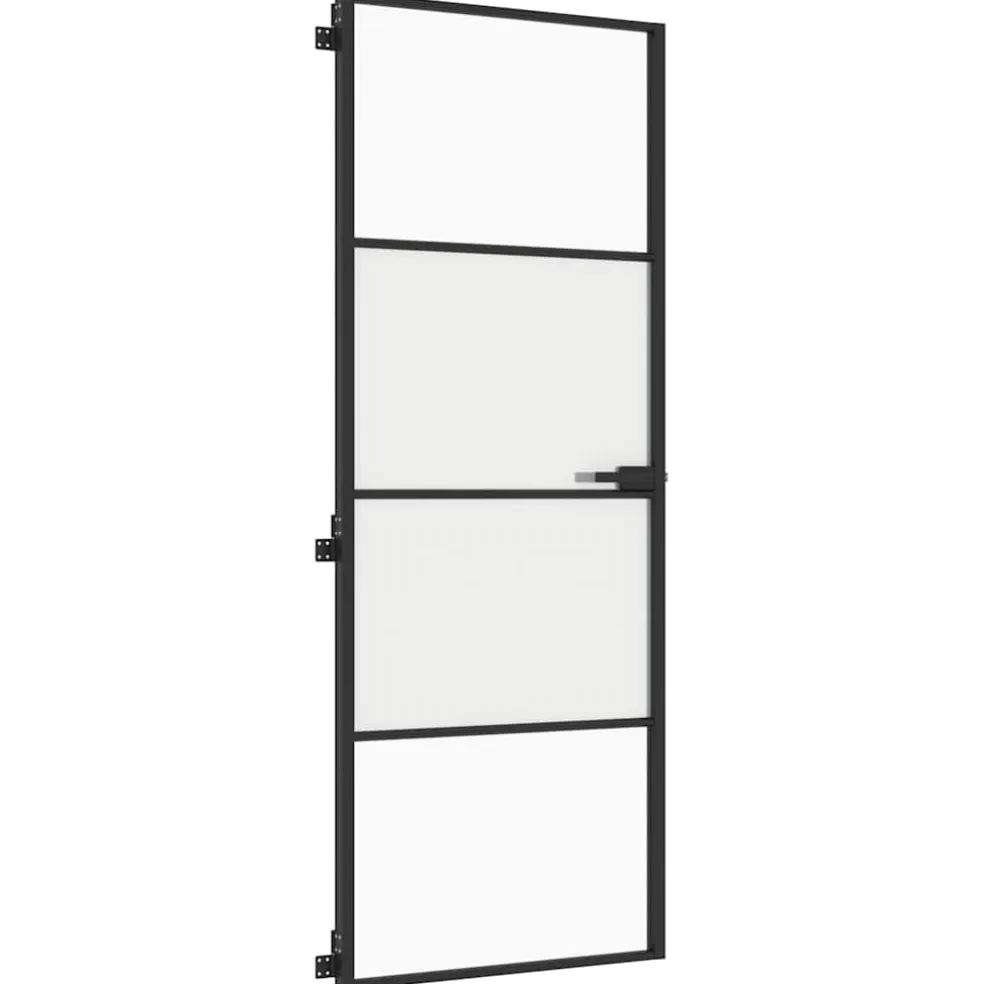 vidaXL Binnendeur smal 76x201,5 cm gehard glas en aluminium zwart