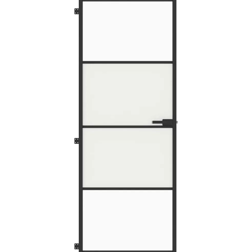 vidaXL Binnendeur smal 76x201,5 cm gehard glas en aluminium zwart