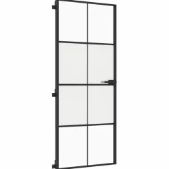 vidaXL Binnendeur smal 83x201,5 cm gehard glas en aluminium zwart