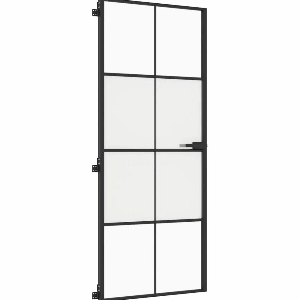 vidaXL Binnendeur smal 83x201,5 cm gehard glas en aluminium zwart