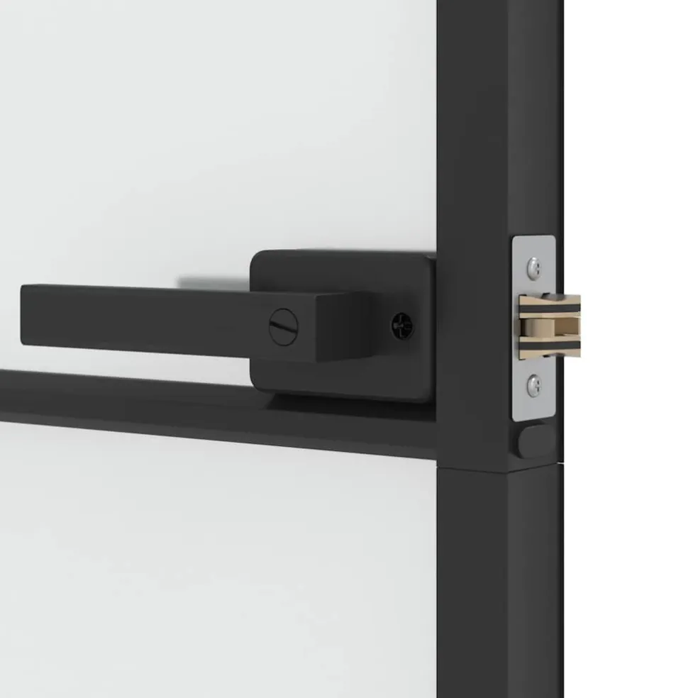vidaXL Binnendeur smal 83x201,5 cm gehard glas en aluminium zwart