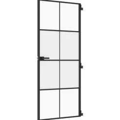 vidaXL Binnendeur smal 83x201,5 cm gehard glas en aluminium zwart