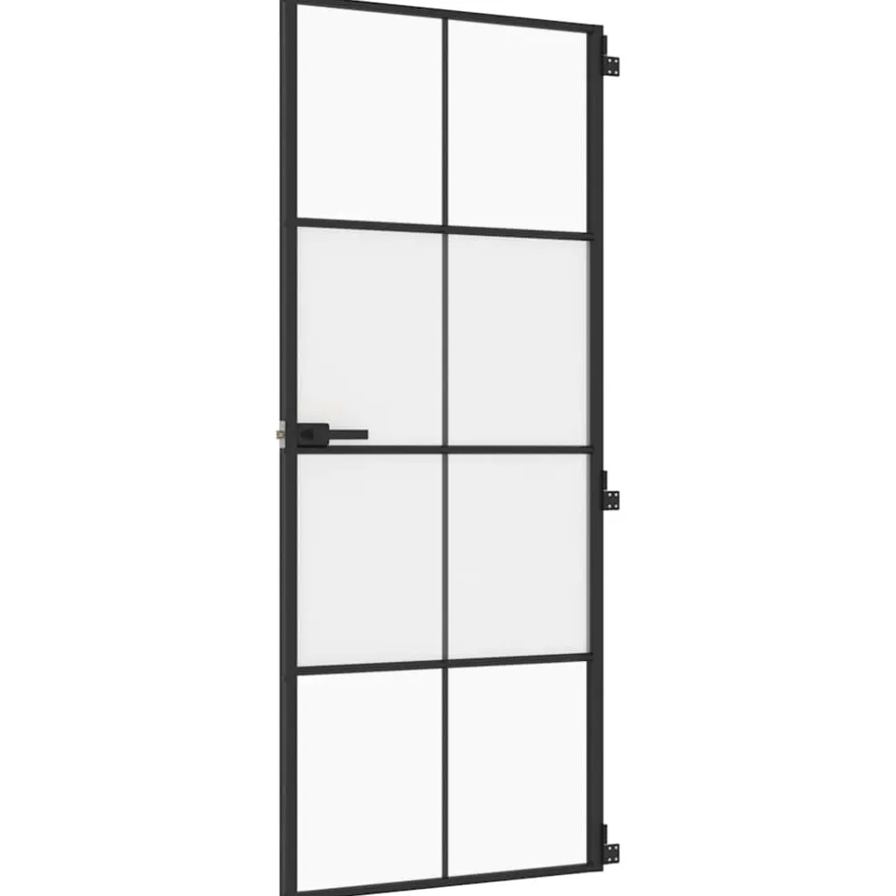 vidaXL Binnendeur smal 83x201,5 cm gehard glas en aluminium zwart