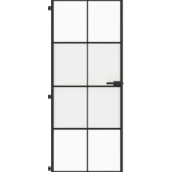 vidaXL Binnendeur smal 83x201,5 cm gehard glas en aluminium zwart
