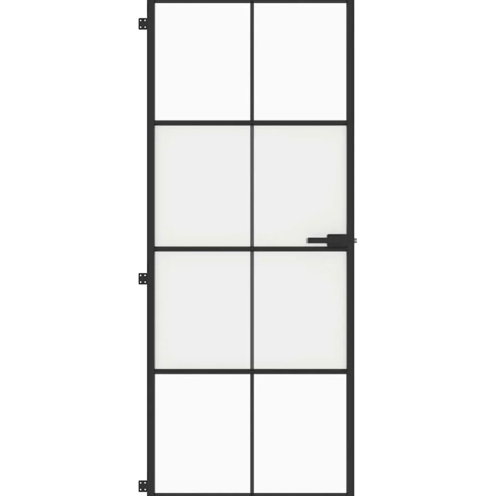 vidaXL Binnendeur smal 83x201,5 cm gehard glas en aluminium zwart