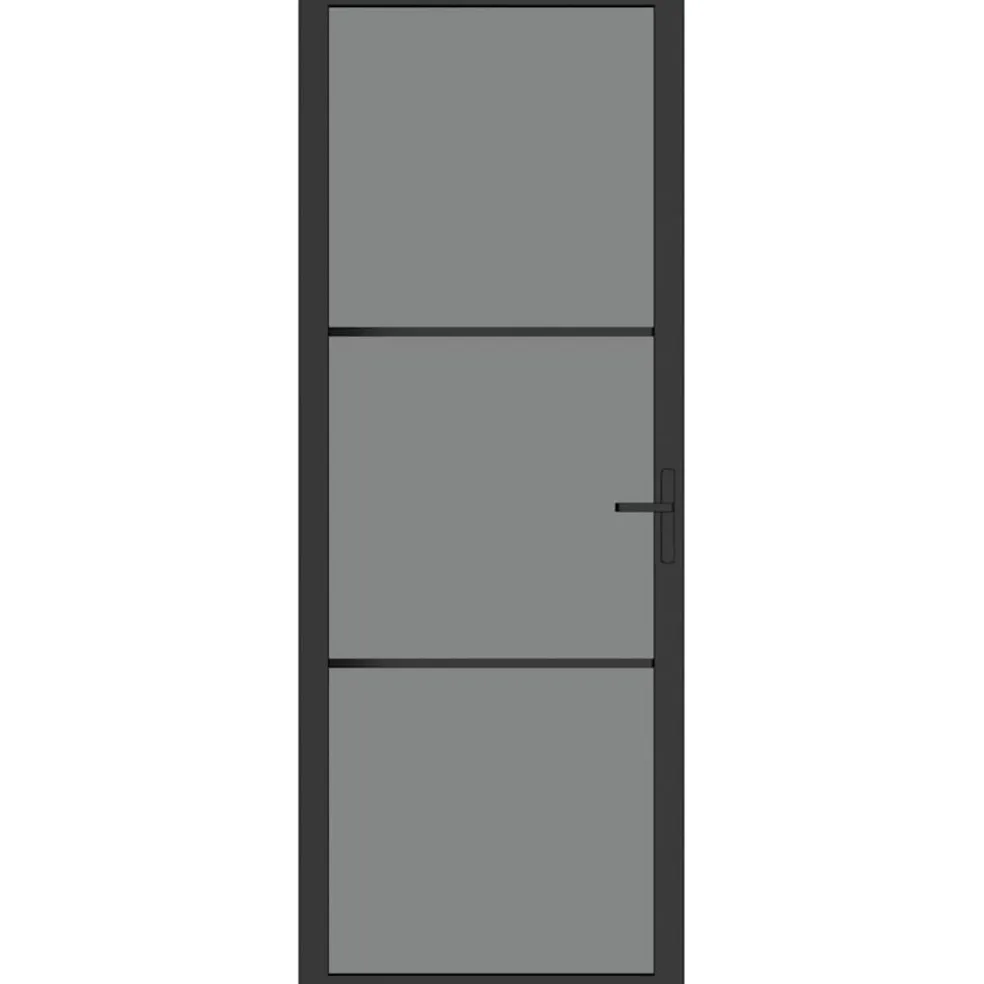 vidaXL Binnendeur 76x201,5 cm ESG-glas en aluminium zwart
