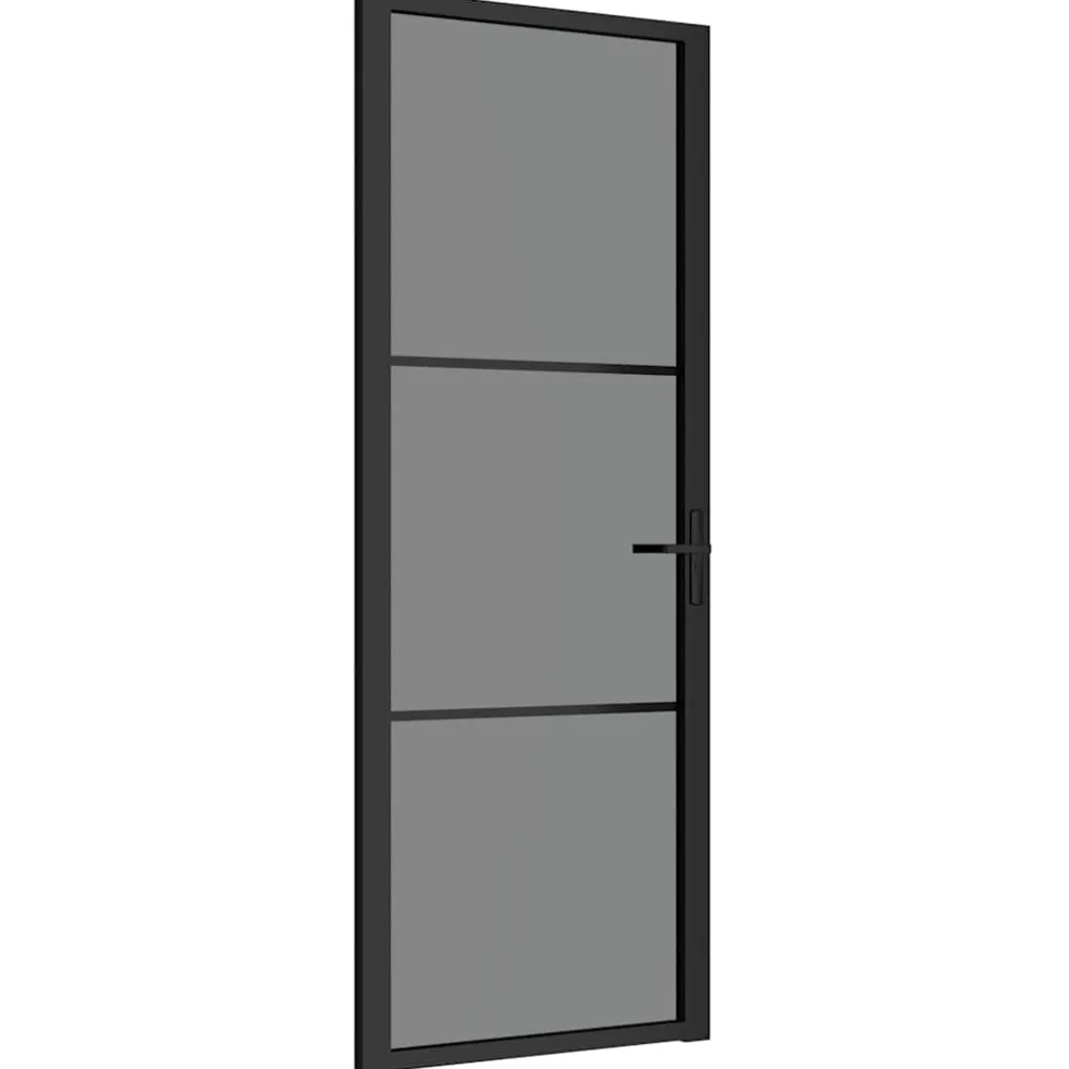 vidaXL Binnendeur 76x201,5 cm ESG-glas en aluminium zwart