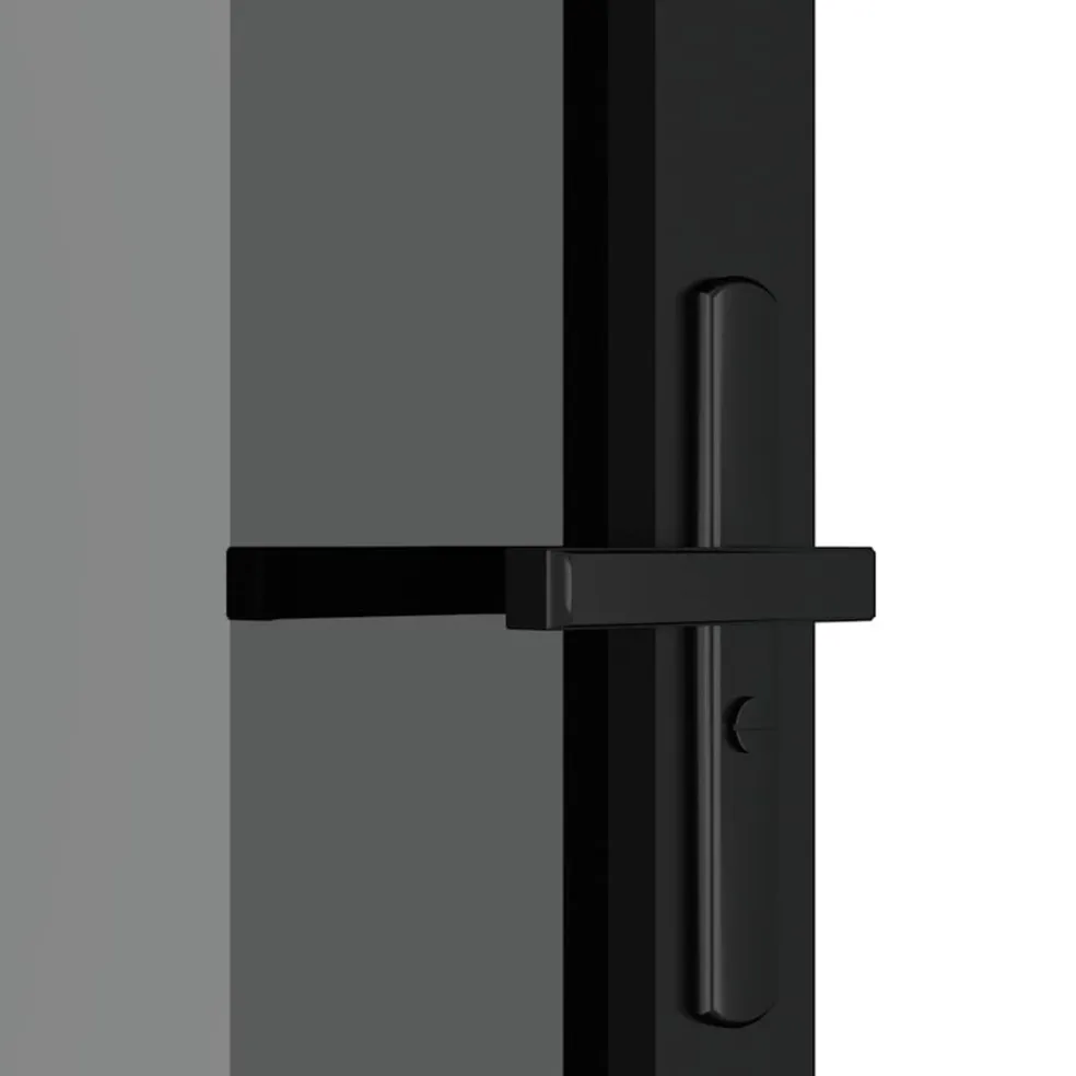 vidaXL Binnendeur 76x201,5 cm ESG-glas en aluminium zwart