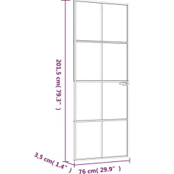 vidaXL Binnendeur 76x201,5 cm gehard glas en aluminium smal zwart
