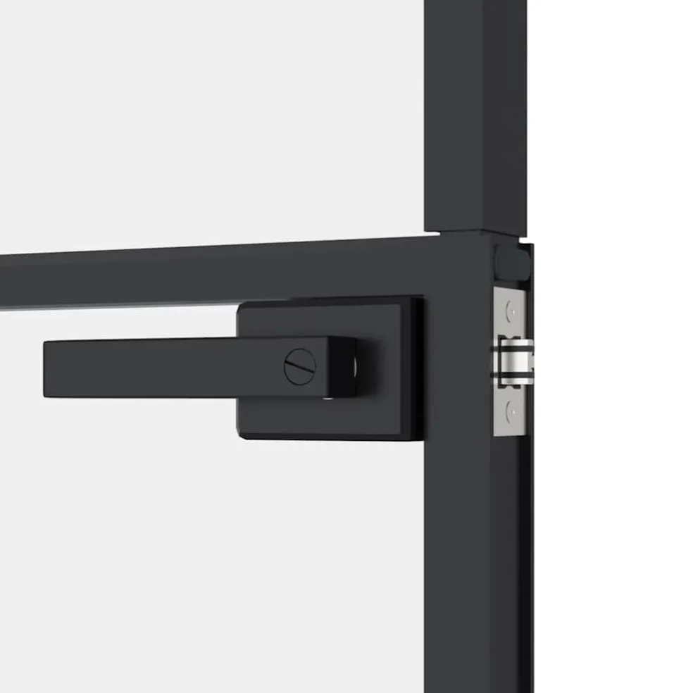 vidaXL Binnendeur 76x201,5 cm gehard glas en aluminium smal zwart