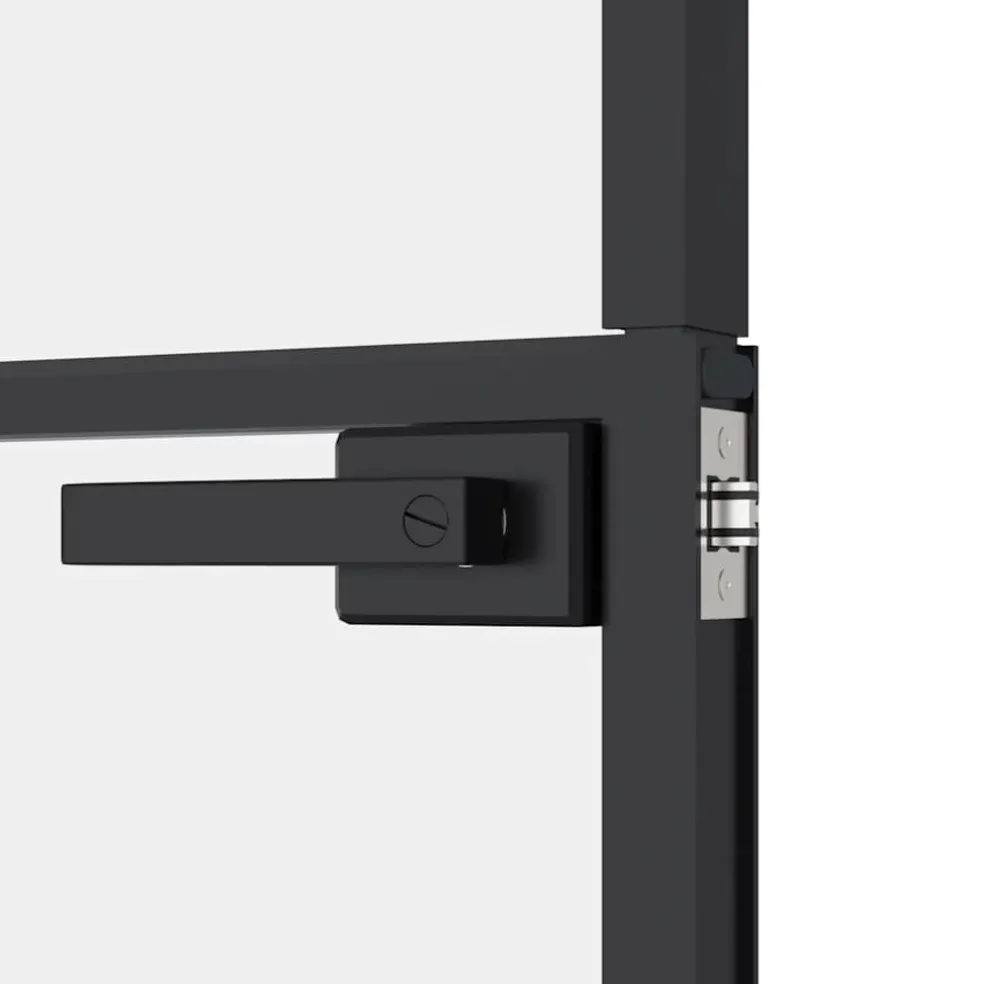 vidaXL Binnendeur 76x201,5 cm gehard glas en aluminium smal zwart