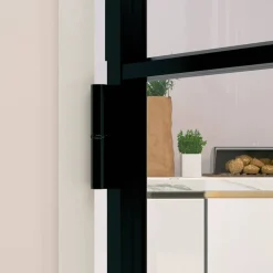 vidaXL Binnendeur 76x201,5 cm gehard glas en aluminium smal zwart