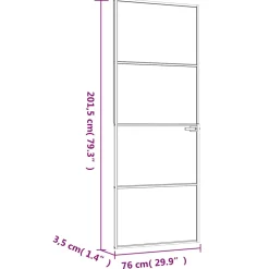 vidaXL Binnendeur 76x201,5 cm gehard glas en aluminium smal zwart