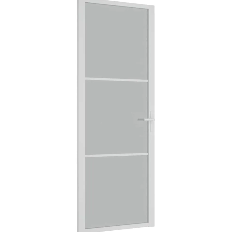 vidaXL Binnendeur 76x201,5 cm matglas en aluminium wit