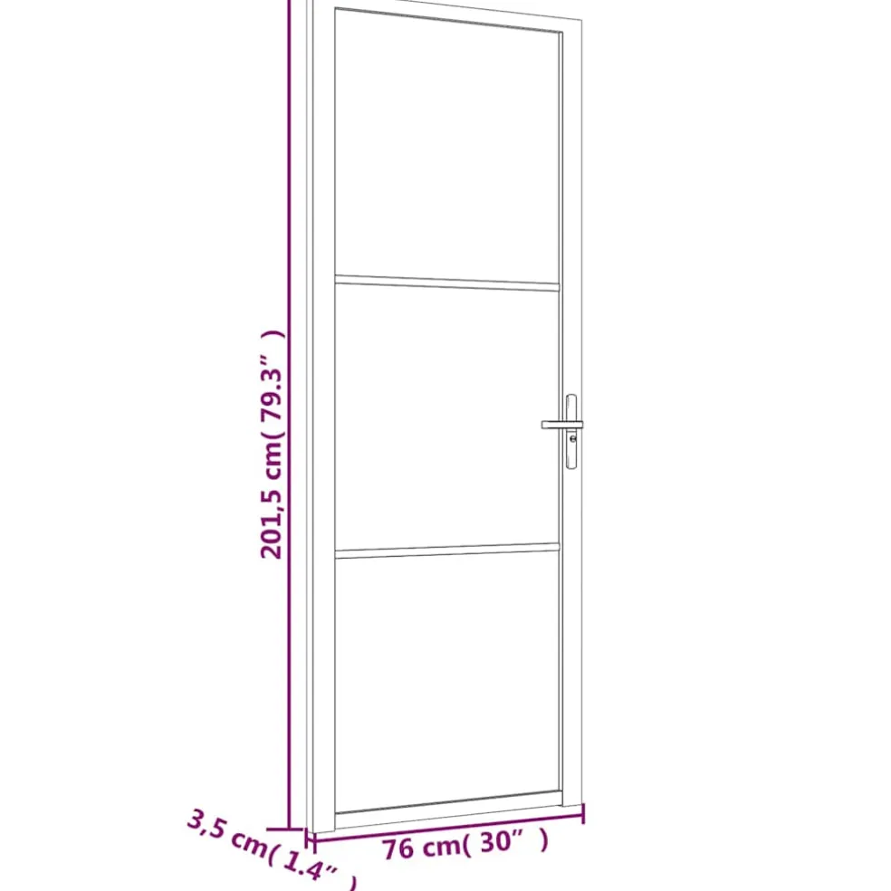 vidaXL Binnendeur 76x201,5 cm matglas en aluminium wit