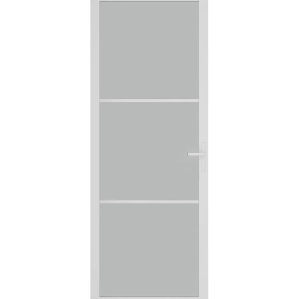 vidaXL Binnendeur 76x201,5 cm matglas en aluminium wit