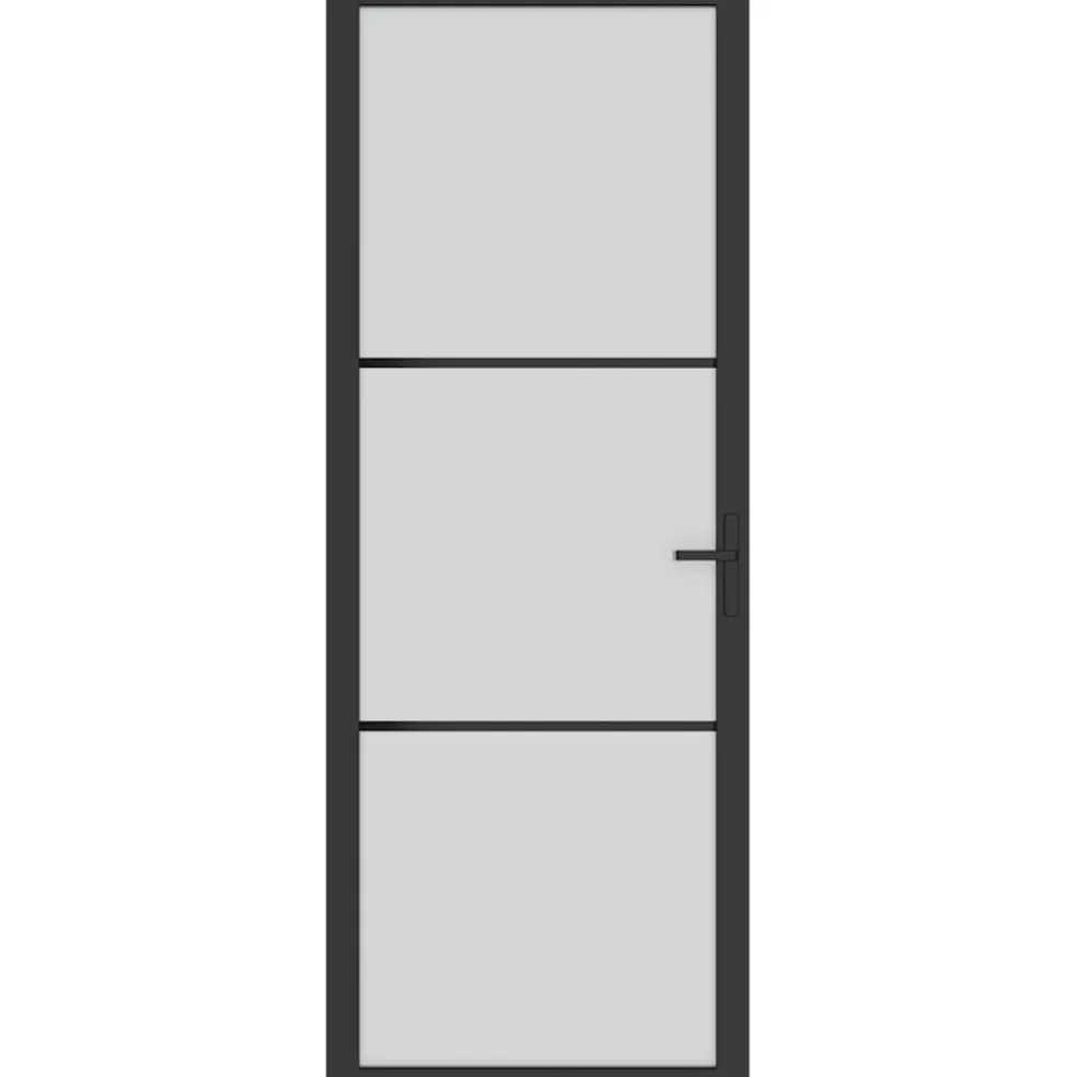 vidaXL Binnendeur 76x201,5 cm matglas en aluminium zwart