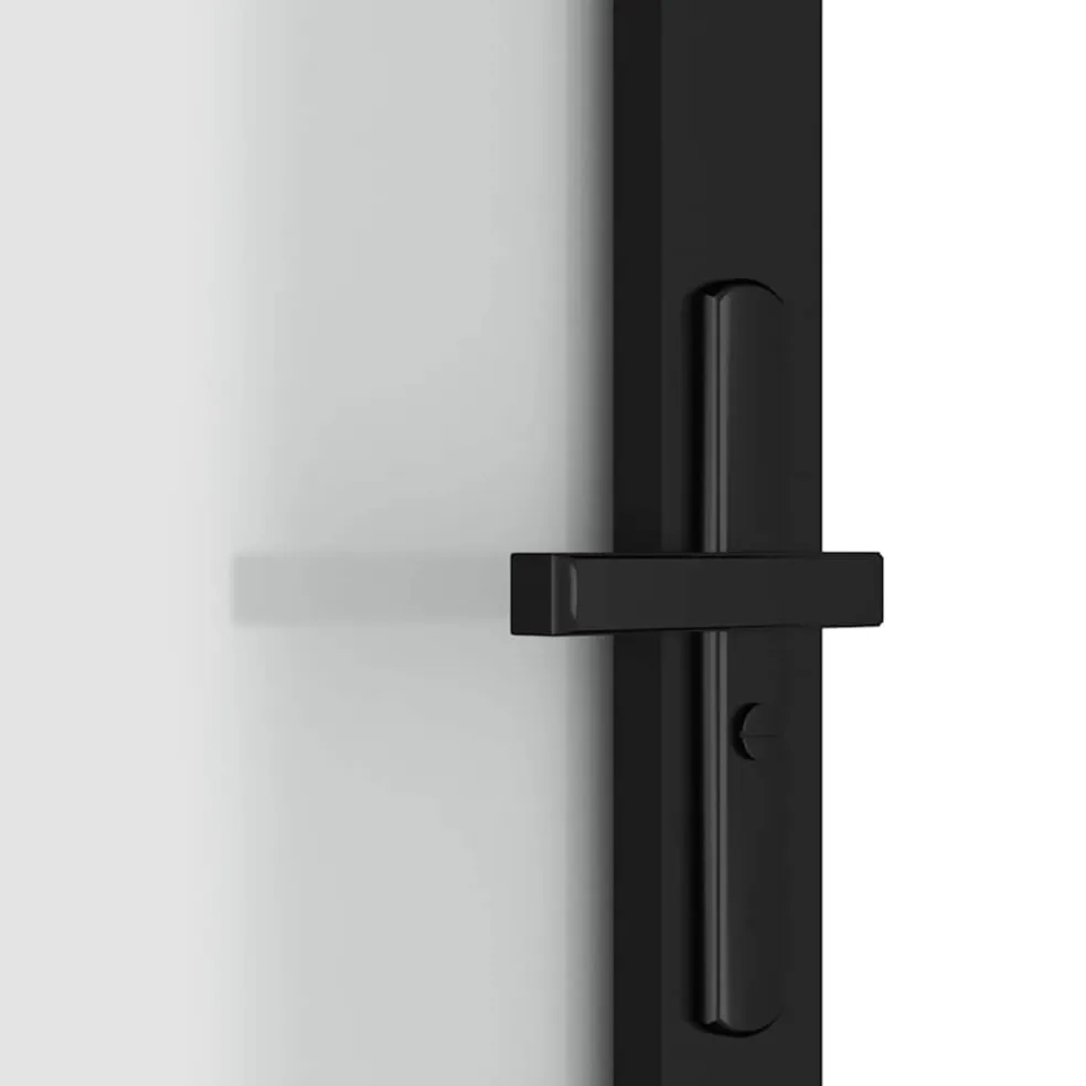 vidaXL Binnendeur 76x201,5 cm matglas en aluminium zwart