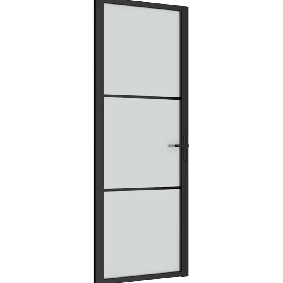 vidaXL Binnendeur 76x201,5 cm matglas en aluminium zwart
